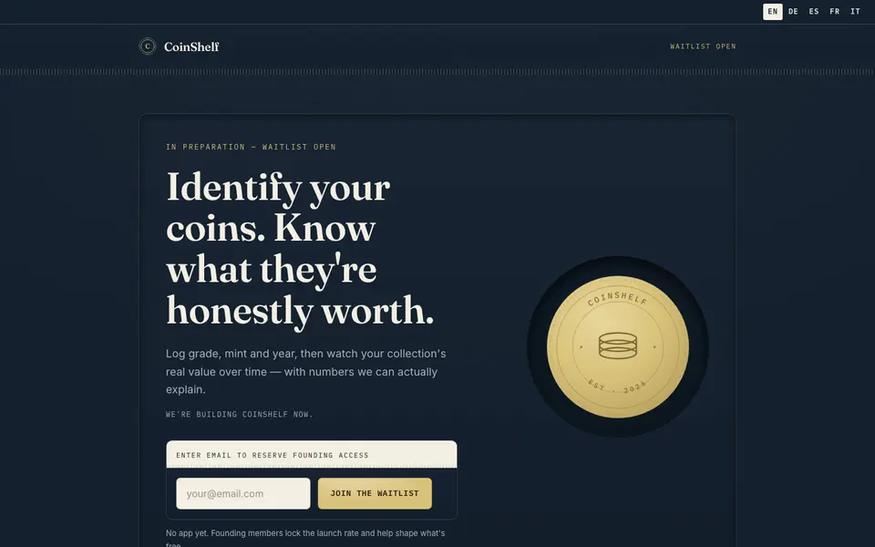 CoinShelf website