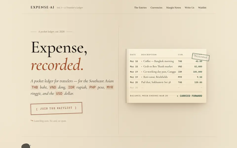 ExpenseAI website