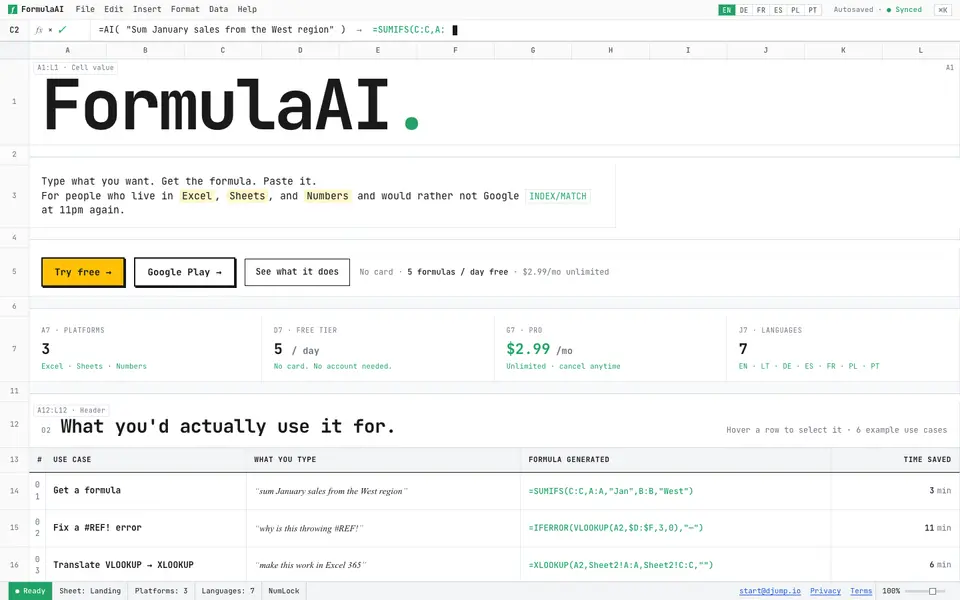 FormulaAI website