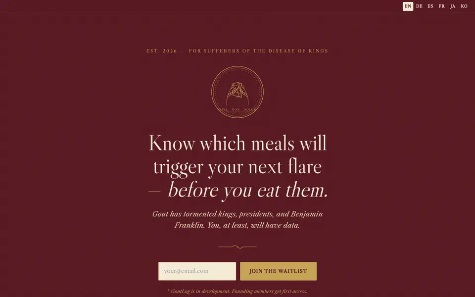 GoutLog website