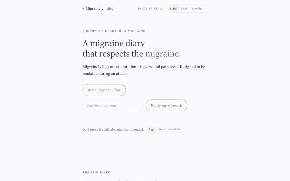Migrainely website