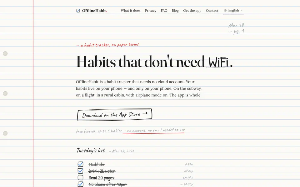 OfflineHabit website