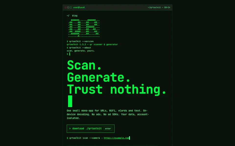 QR Toolkit website