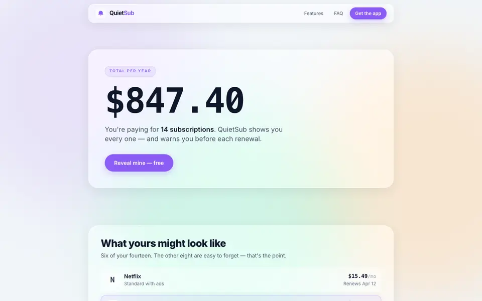 QuietSub website