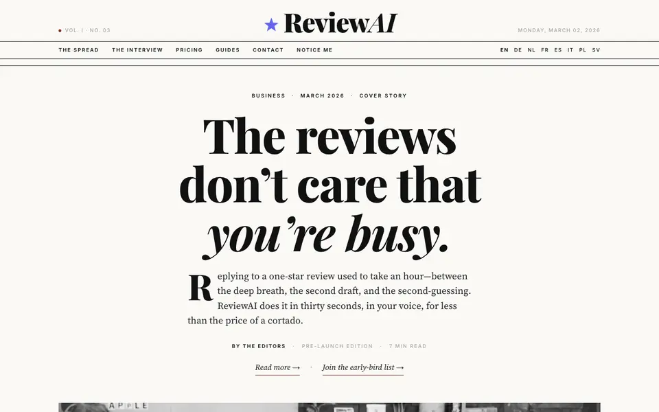 ReviewAI website