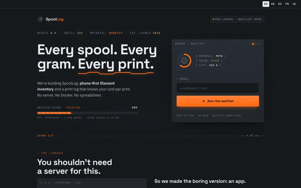 SpoolLog website