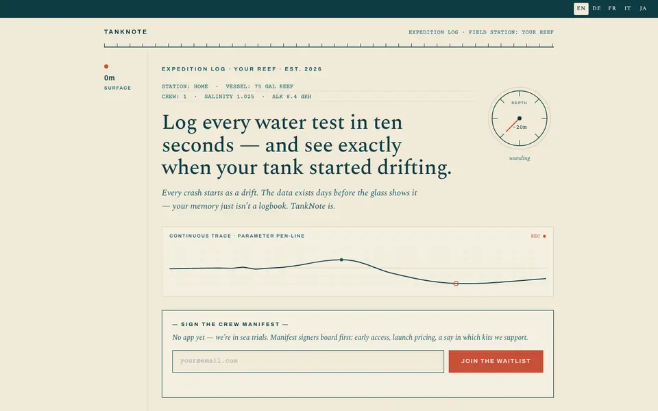 TankNote website