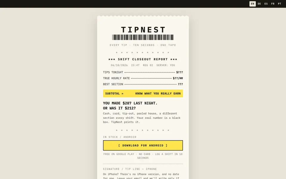 TipNest website