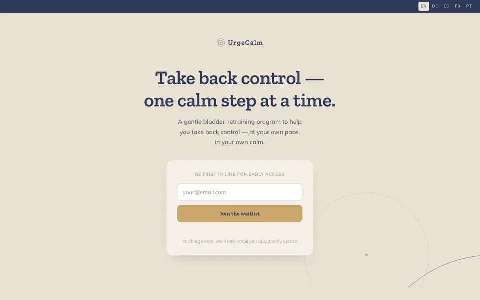 UrgeCalm website