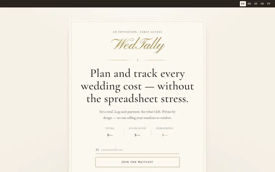WedTally website
