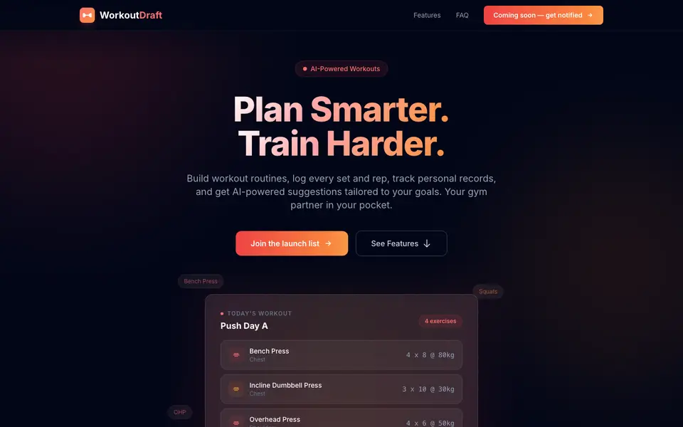 WorkoutDraft website